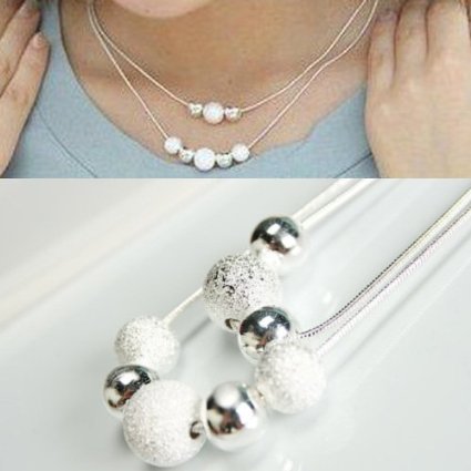 Silver Ball Double Layer Necklace