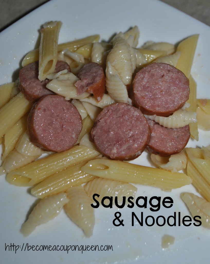 sausage and noodles