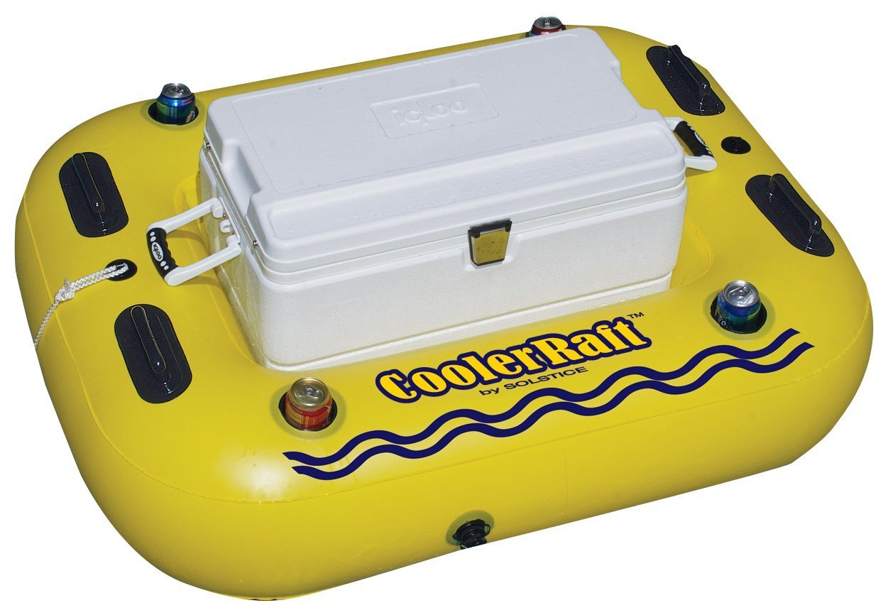 two person raft with cooler