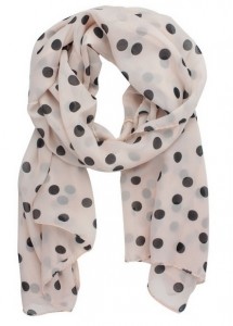 chiffon pink and black polka dot scarf