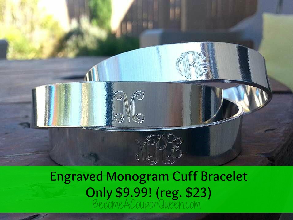 engraved monogram cuff bracelet
