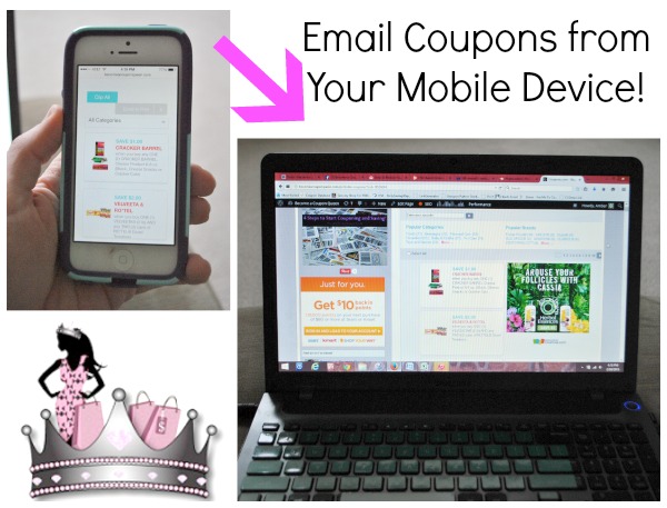 email coupons from your mobile device