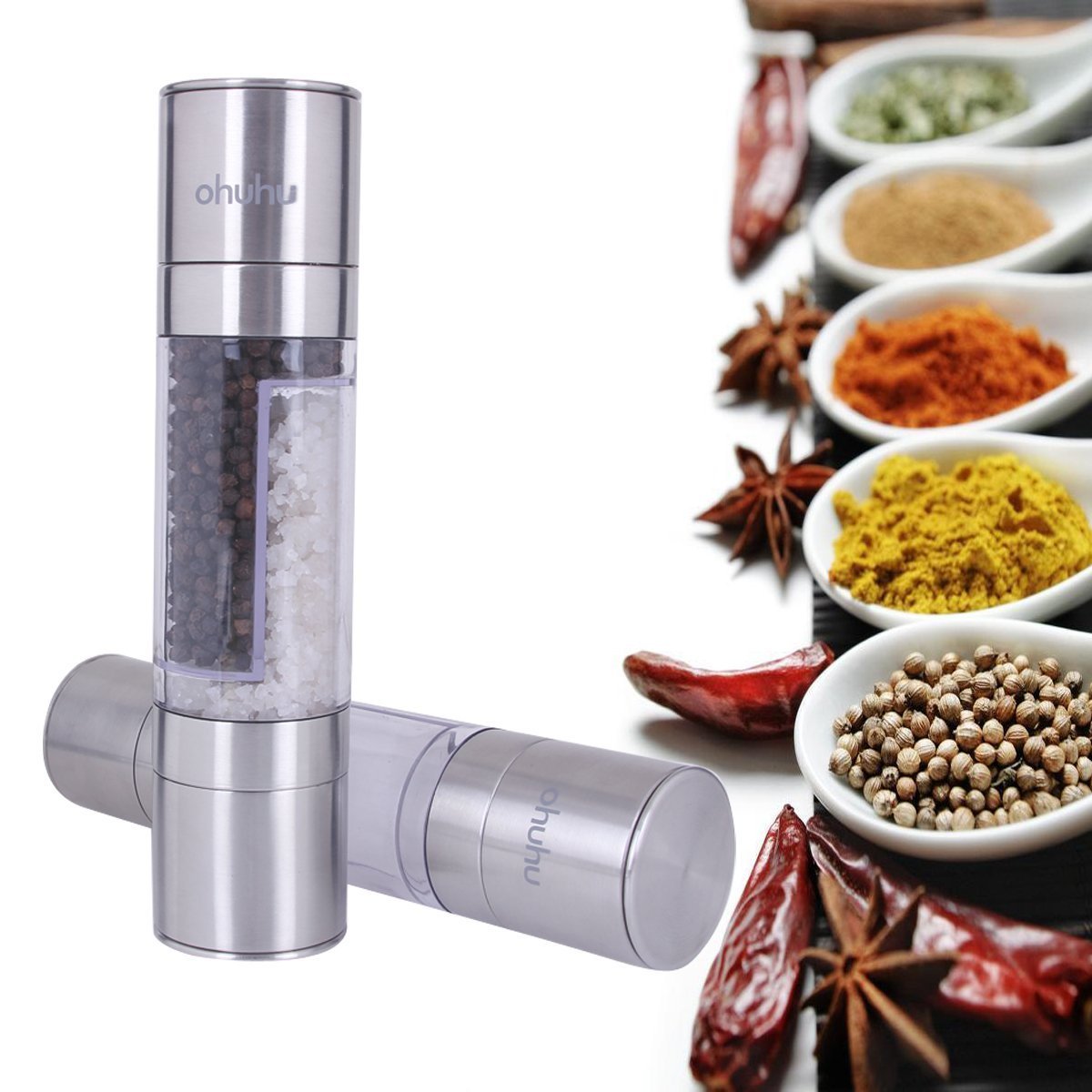 Ohuhu 2 in 1 Salt & Pepper Grinder Set Only 14.99! a Coupon Queen