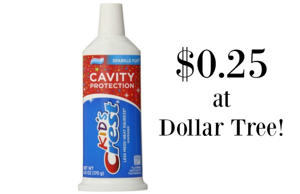 dollar tree  crest kids toothpaste only  0 25