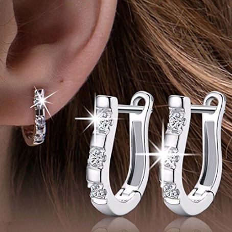 Rhinestone Harp-Shaped Earrings