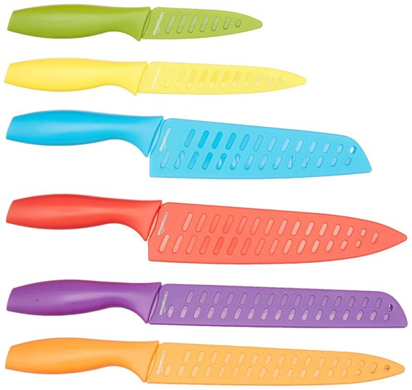 AmazonBasics 12-Piece Colored Knife Set