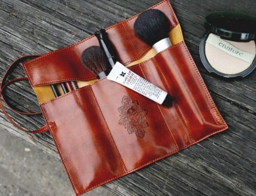Leather Makeup Brush Case