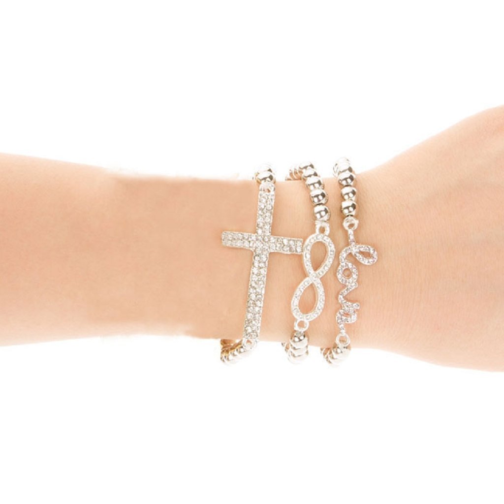 cross love infinity bracelet set