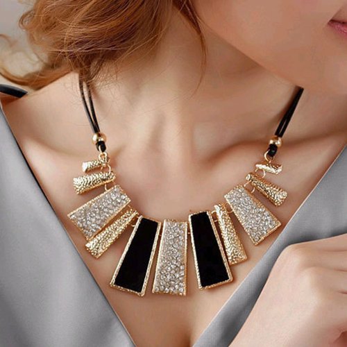 gold and black bib necklace