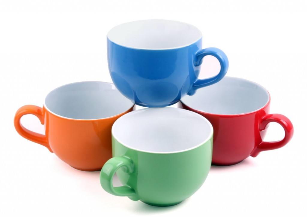 Set of 4 Jumbo 18oz Wide-mouth Soup & Cereal Ceramic Coffee Mugs