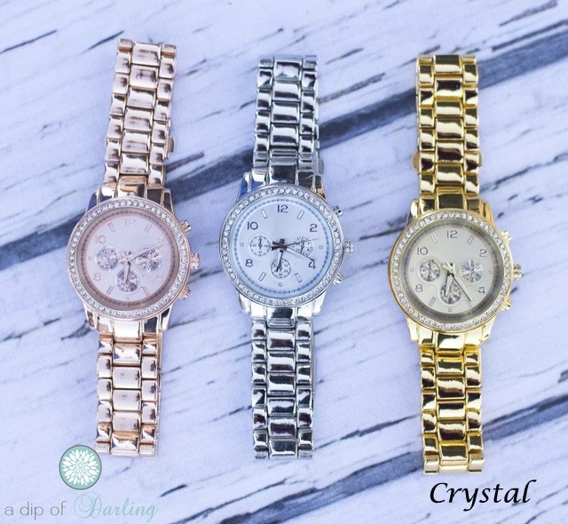 crystal face designer inspired watch