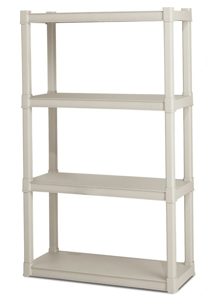 Sterilite 01648501 4-Shelf Shelving Unit, Platinum