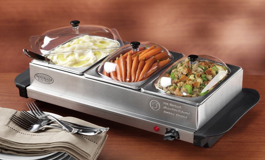 3-Station Mini Buffet Server with Warming Tray
