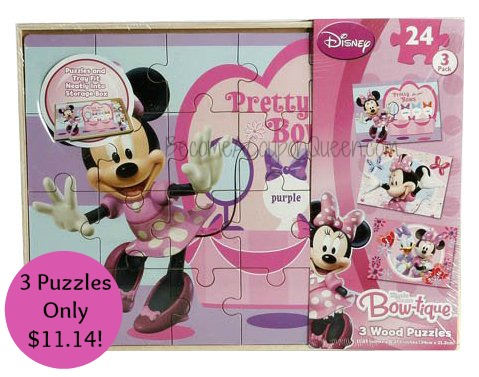 Disney Minnie Mouse Bow-tique 3 Wood Puzzles Set