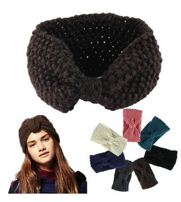 Knitted bow winter headband