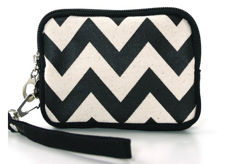 Canvas Chevron Print Wristlet