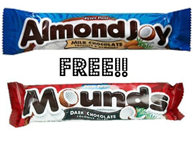 almond joy and mounds candy bar