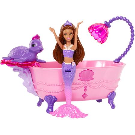 Barbie in the Pearl Princess Small Doll Brunette Mermaid with Furniture