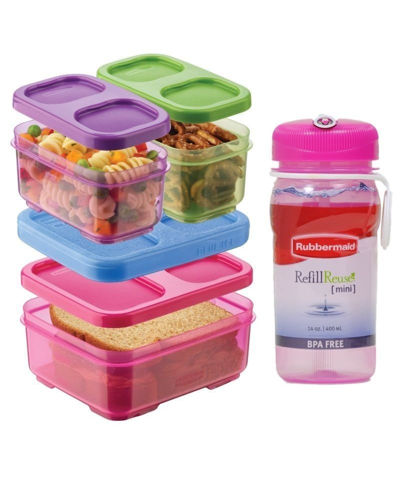 Rubbermaid Lunch Blox Kids Lunch Kit with 14oz Rubbermaid Refill Reuse Bottle