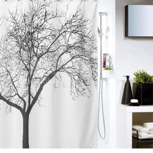 Waterproof Shower Curtain with Tree Design