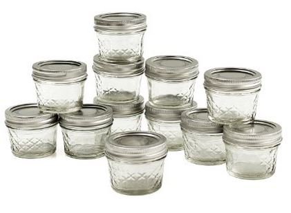 Ball Jar Crystal Jelly Jars with Lids and Bands, Quilted, 4-Ounce, Set of 12