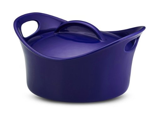 Rachael Ray Stoneware 2-3-4-Quart Covered Bubble and Brown Casserround Casserole, Blue