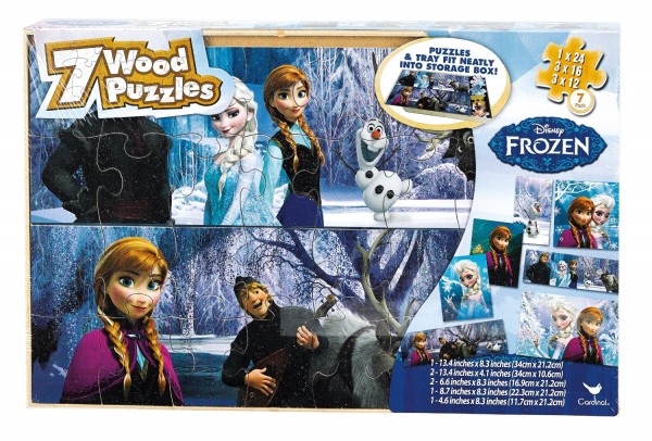 Disney Frozen 7 Wood Puzzles in Wood Storage Box