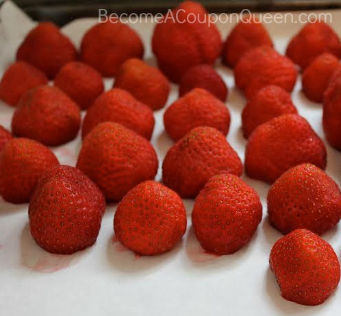 strawberries on parchment paper