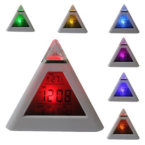 Pyramid LED Color Changing Digital Alarm Clock