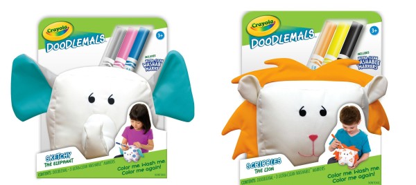 Crayola Doodlemals Elephant and Lion Set with UltraClean Markers
