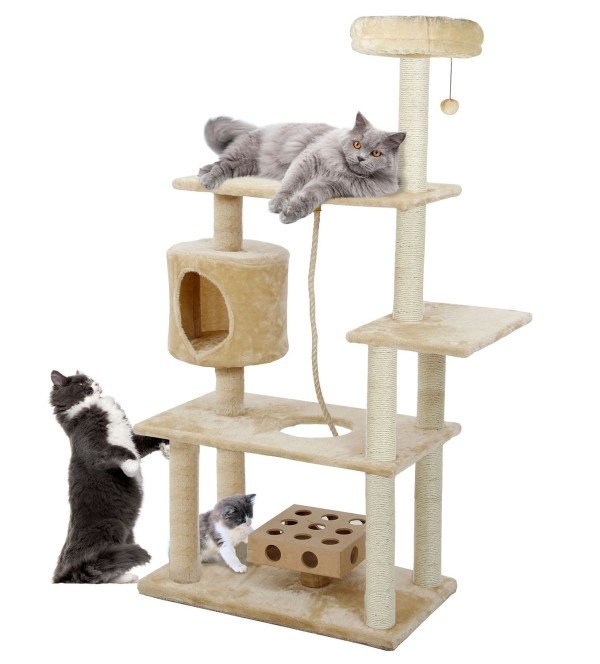Furhaven Pet Tiger Tough Cat Tree Deluxe Playground Tower