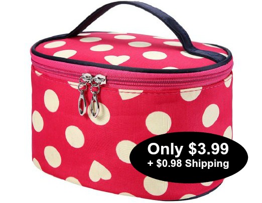 Large Dot Cosmetic Bag with Mirror