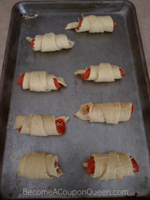 pepperoni crescent rolls on pan