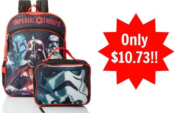 Star Wars Boys' Disney Red 16 Inch Backpack with Lunch Bag