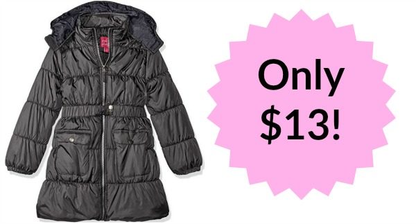 Pink Platinum Girls' Long Belted Puffer Jacket Only $13! - Become a ...