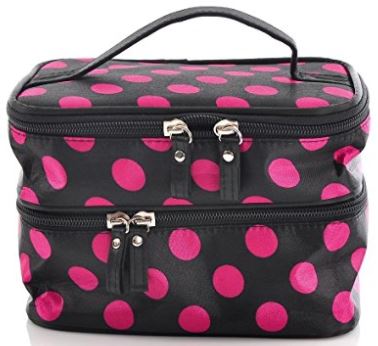 Black and Pink Double Layer Cosmetic Bag