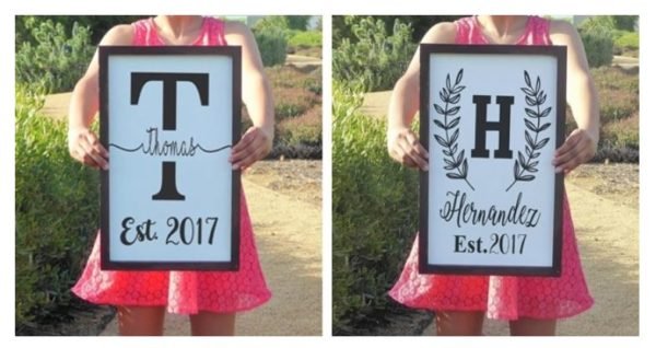 Painted & Framed Est. Farmhouse Style Sign