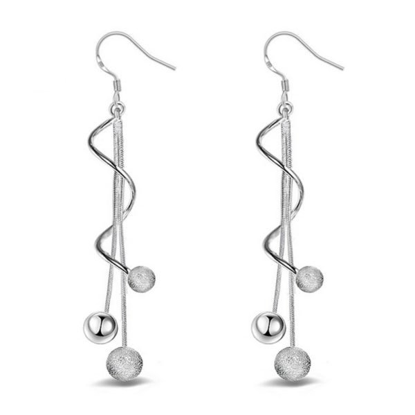 Silver Ball Dangly Earrings