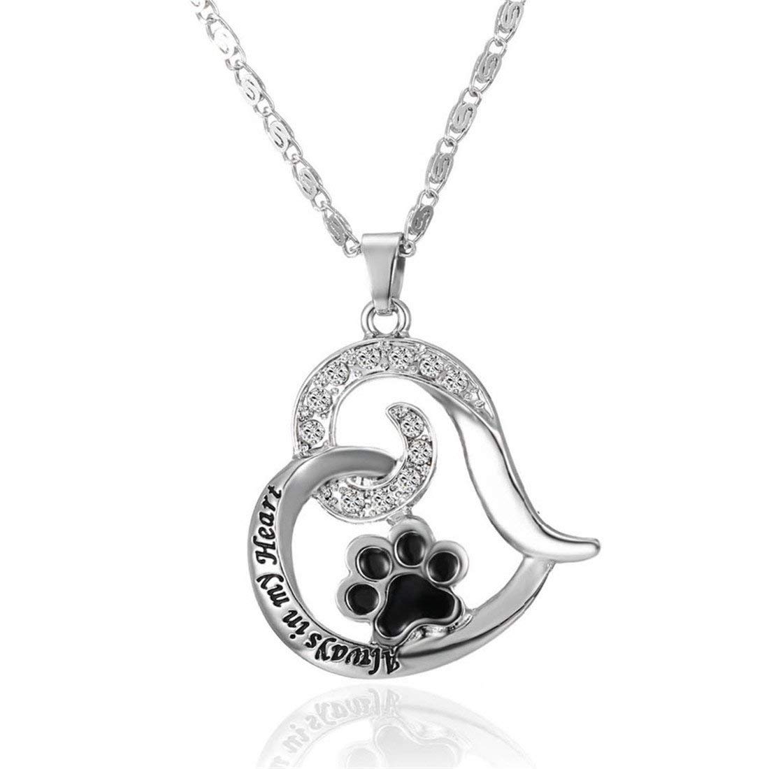 Paw Print Heart Shaped Pendant Necklace Only $1.36 + FREE Shipping ...