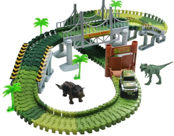Dinosaur World Bridge Car & Flexible Track Playset