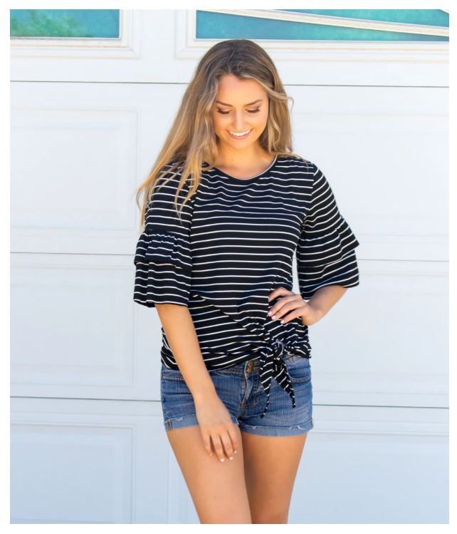 Ruffle Sleeve Tie Front Top was $38.99, NOW $16.99! - Become a Coupon Queen