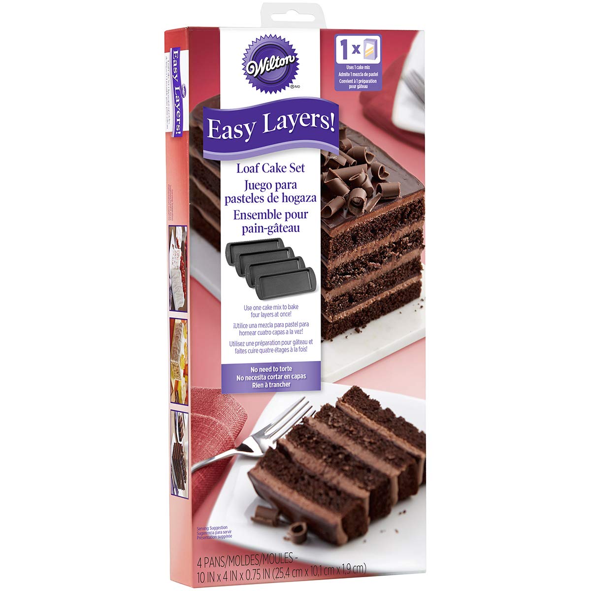 Wilton Easy Layers! 10 x 4-Inch Loaf Cake Pan Set, 4-Piece Only
