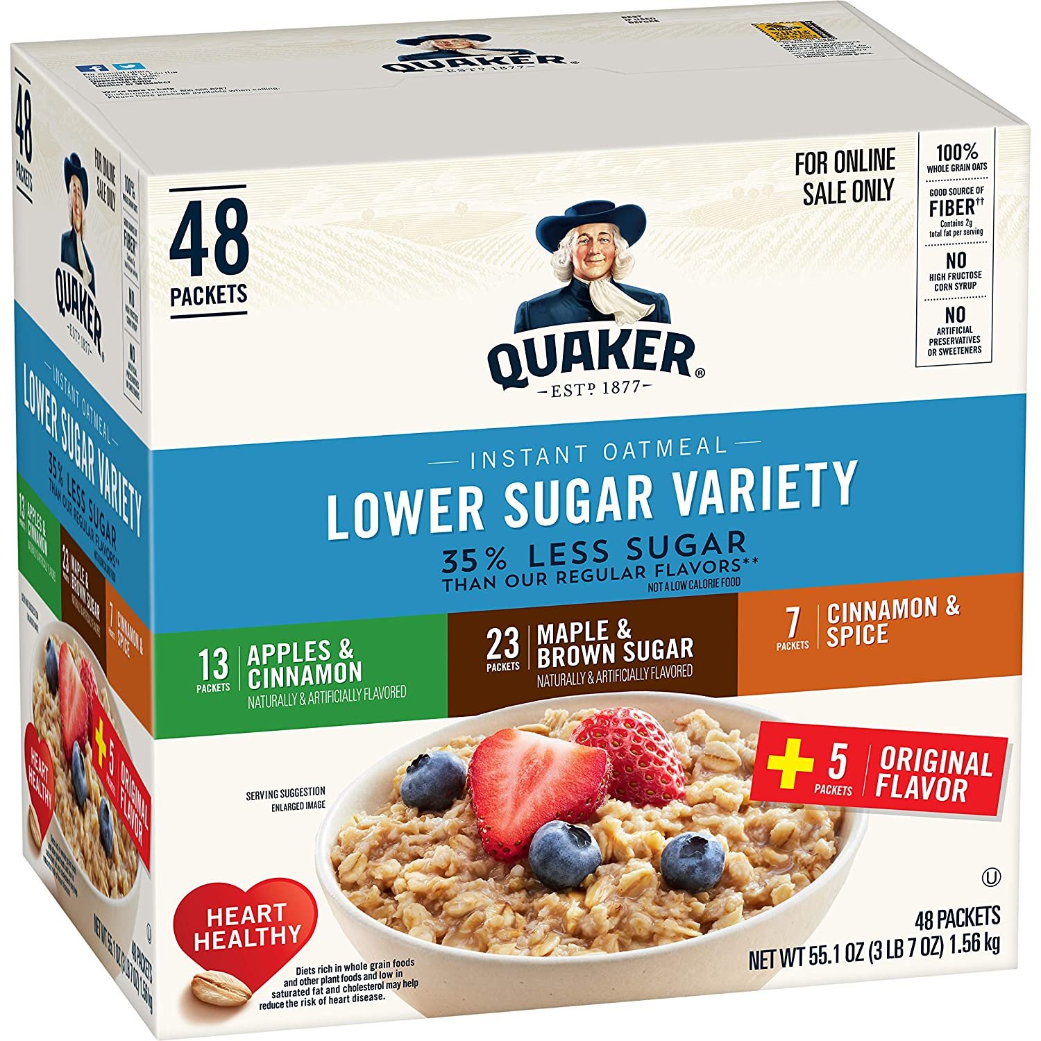 Quaker Instant Oatmeal Lower Sugar, 48 Packets Only $8.88 ...