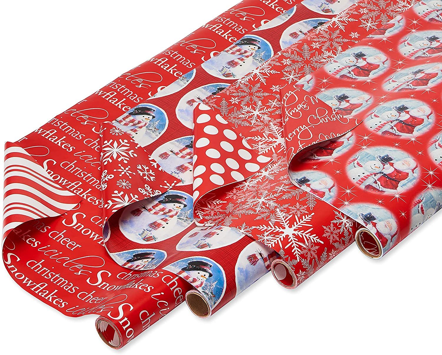 American Greetings Reversible Christmas Wrapping Paper, 4 pack ONLY $5.