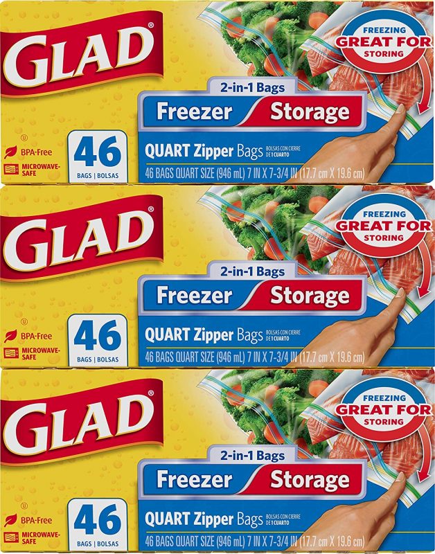 Glad Food Storage and Freezer 2 in 1 Zipper Bags
