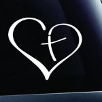 Heart with Cross in Center Car Decal Sticker Only $3.80!