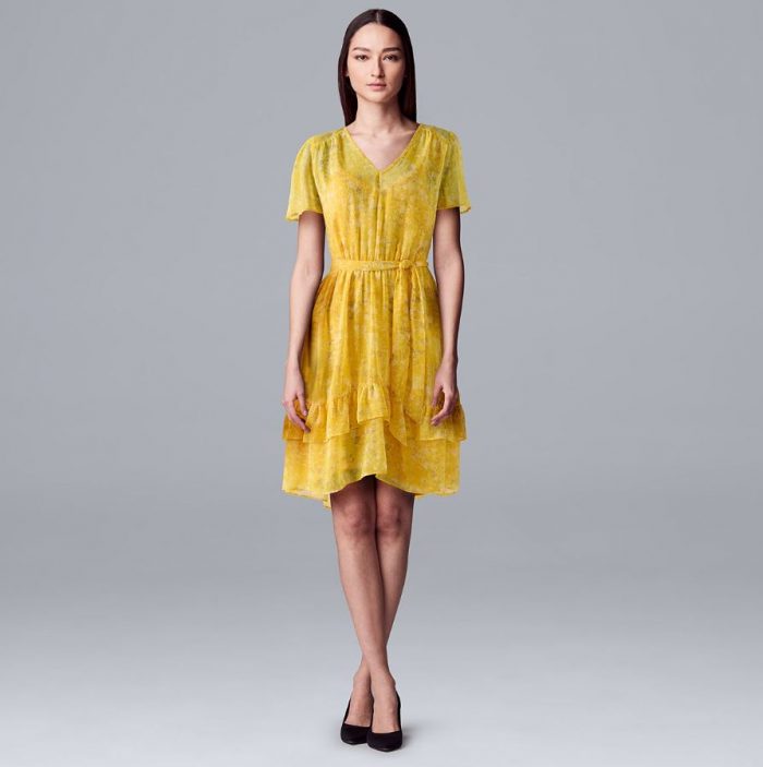 Simply Vera Vera Wang Print Ruffle-Hem Dress