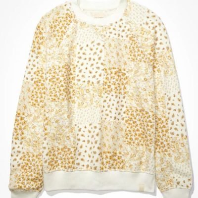 American Eagle Printed Crew Neck Sweatshirt on Sale