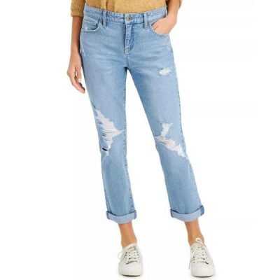 Women's Rolled-Cuff Denim Girlfriend Jeans