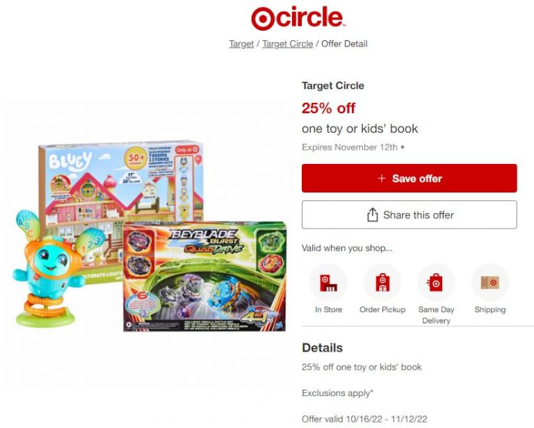 Target Toy Coupon Get 25 off One Toy or Kids Book!